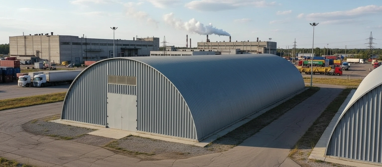 Утепленный бескаркасный склад 40х16х8 м